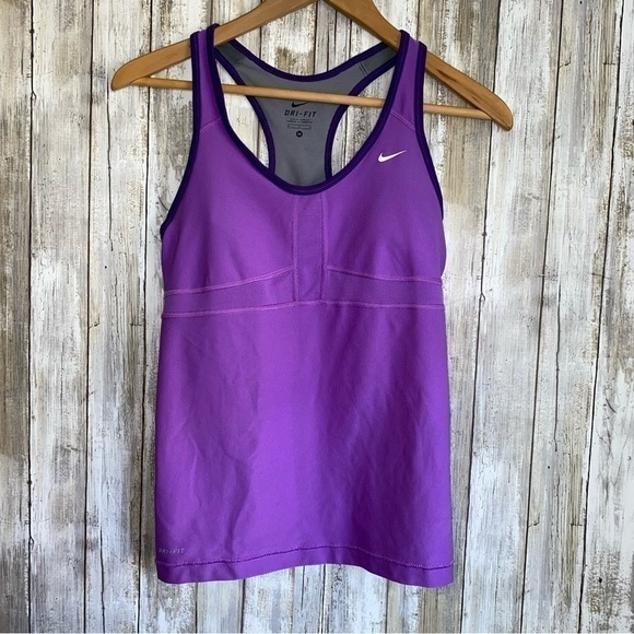 Nike Purple Fitted Tank W/ Built In Bra - Picture 1 of 6